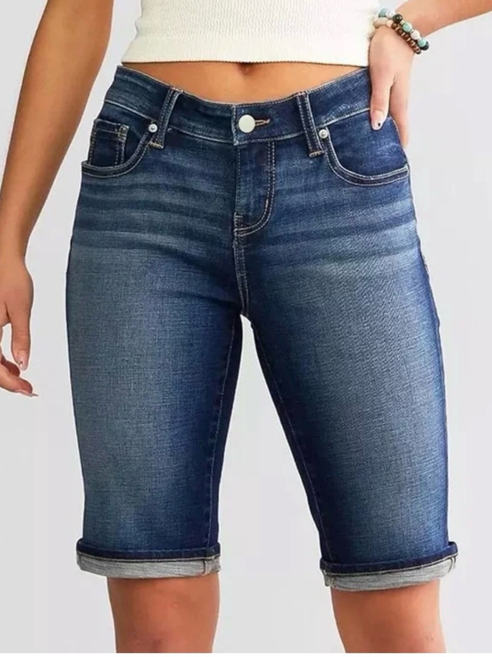 American Eagle Outfitters Dark Blue Boyfriend Denim Bermuda Shorts
